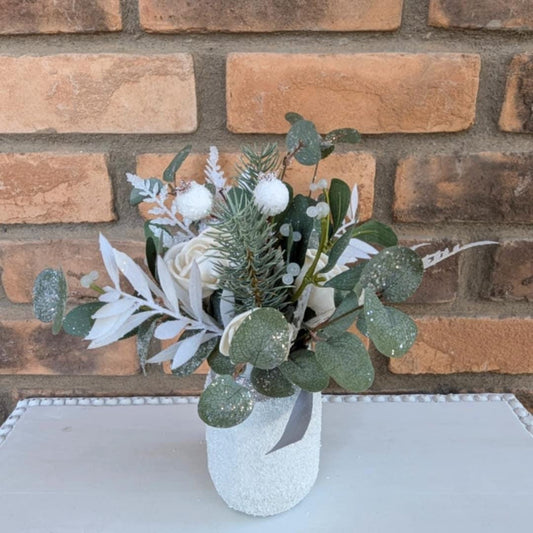Holiday Wood Flower Mason Jar Arrangement, Christmas Centerpiece, Holiday Hostess Gift, Wooden Flower Table Centerpiece, Festive Florals
