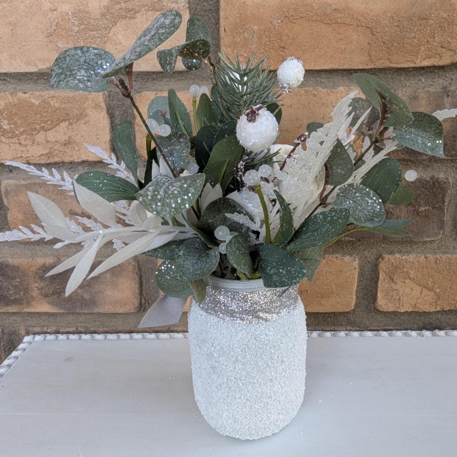 Holiday Wood Flower Mason Jar Arrangement, Christmas Centerpiece, Holiday Hostess Gift, Wooden Flower Table Centerpiece, Festive Florals