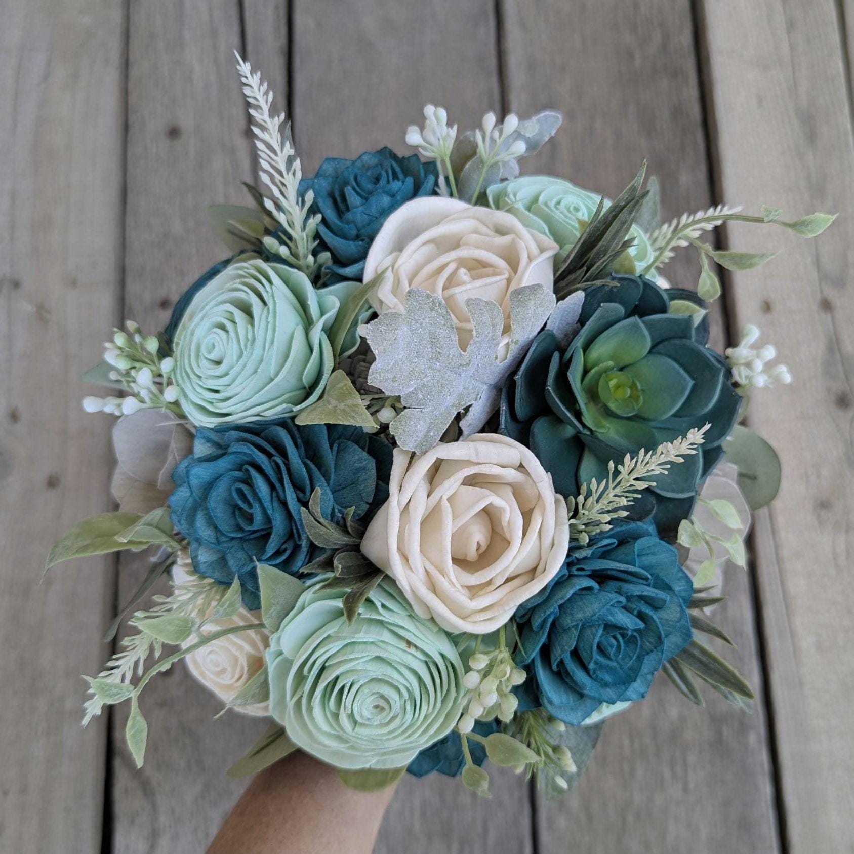 Wood Flower Beach Wedding Bouquet, Wooden Flowers Bridal Bouquet, Beach Inspired Themed Wedding, Artificial Wedding Flowers, Sola Flowers