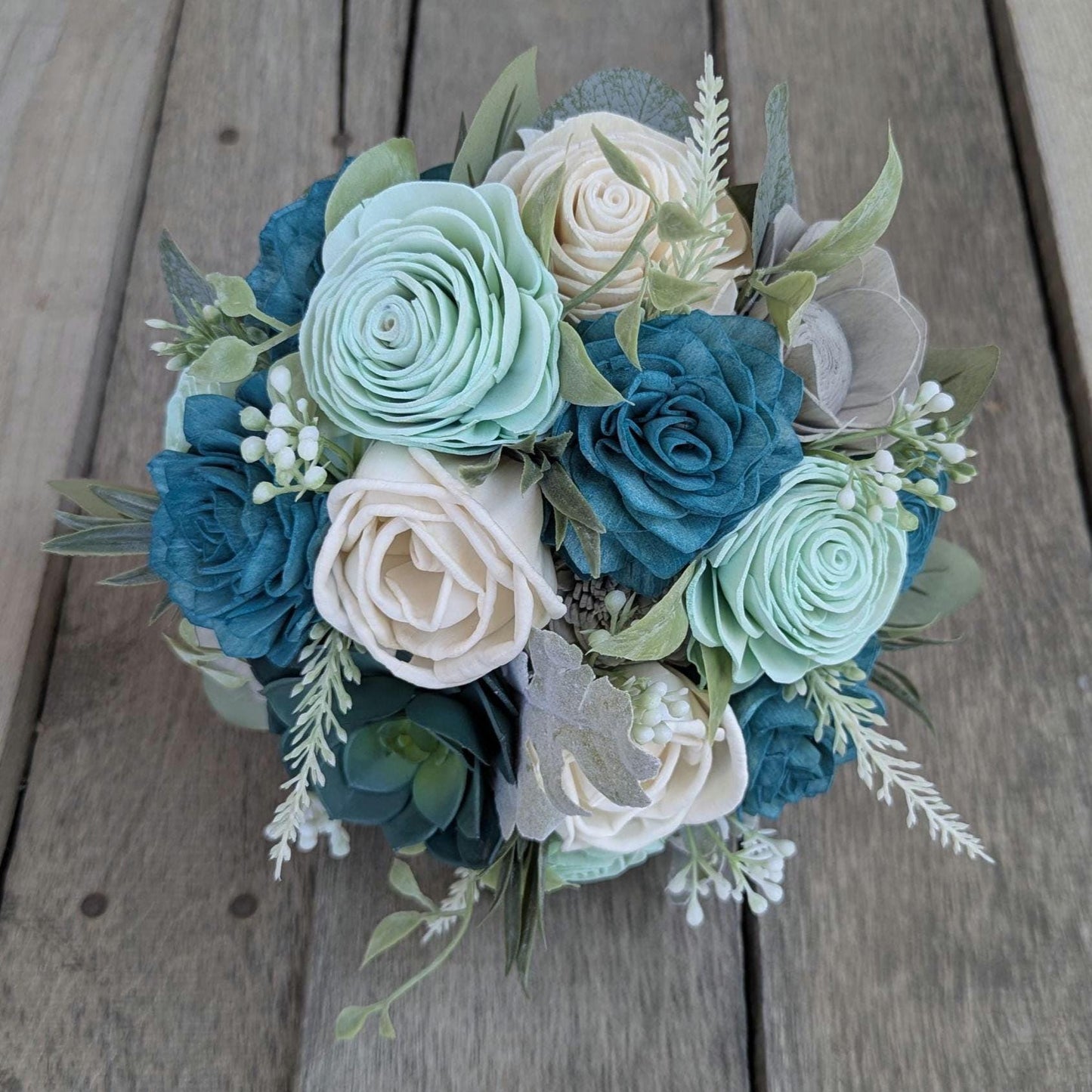 Wood Flower Beach Wedding Bouquet, Wooden Flowers Bridal Bouquet, Beach Inspired Themed Wedding, Artificial Wedding Flowers, Sola Flowers