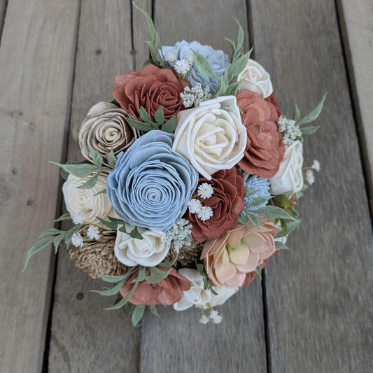 Sola Wood Flowers Wedding Bouquet, Wooden Flowers Bridal Bouquet, Artificial Wedding Flowers, Romantic Wedding Bride Bouquet, Fake Flowers
