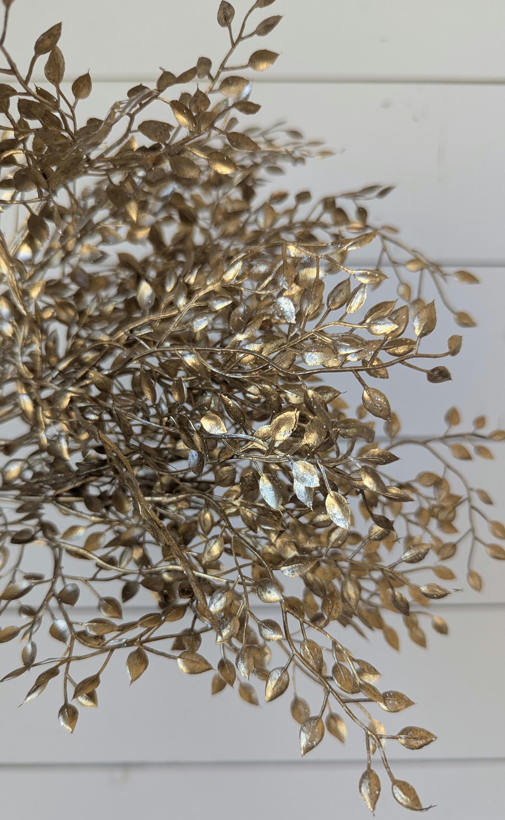 NEW Premium Gold Boxwood Bush, Artificial Gold Greenery for DIY Bouquets and Crafting, Wreath Making