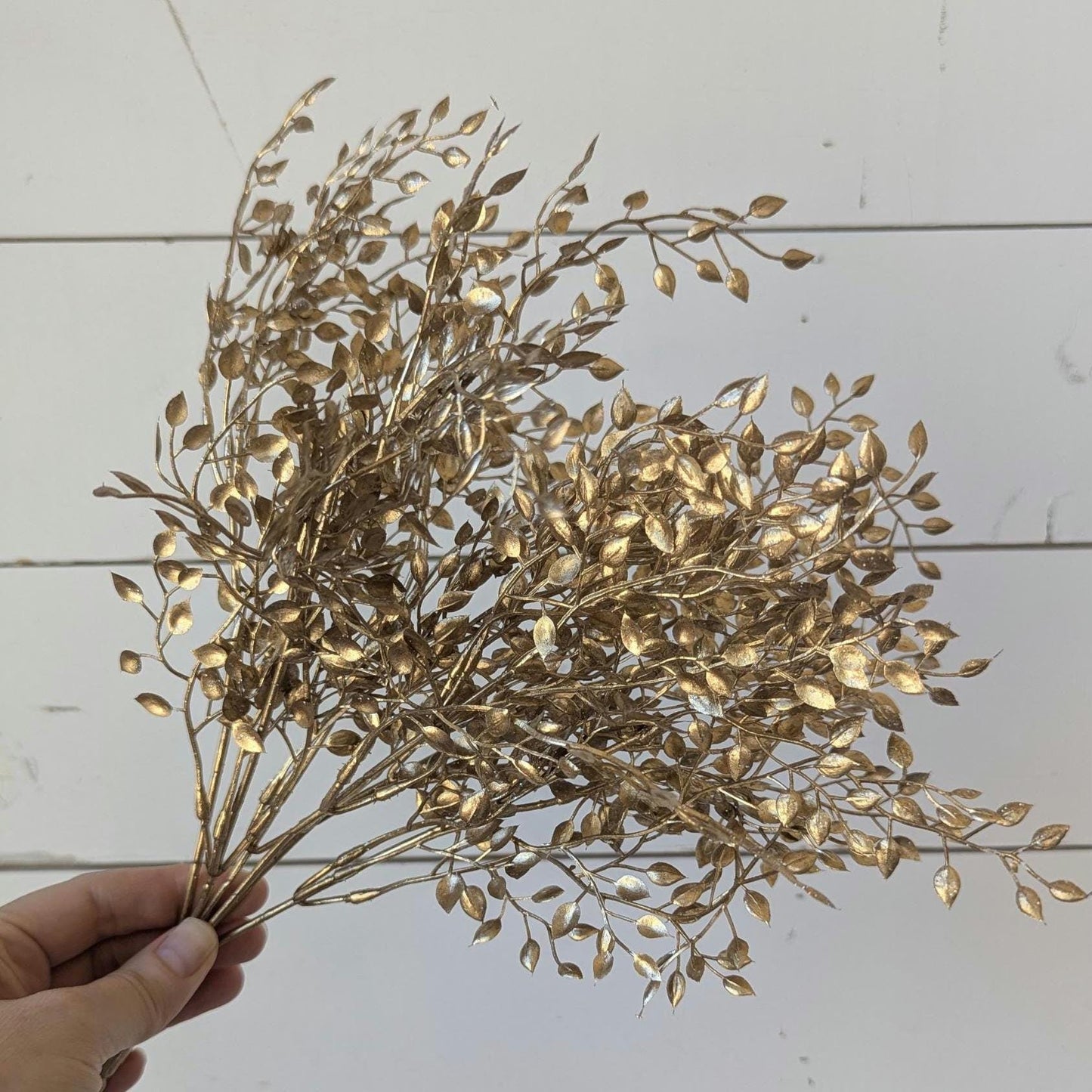 NEW Premium Gold Boxwood Bush, Artificial Gold Greenery for DIY Bouquets and Crafting, Wreath Making