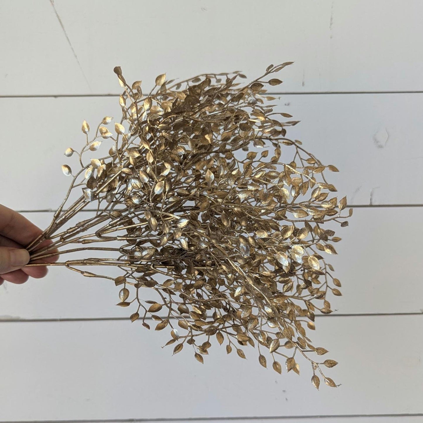 NEW Premium Gold Boxwood Bush, Artificial Gold Greenery for DIY Bouquets and Crafting, Wreath Making