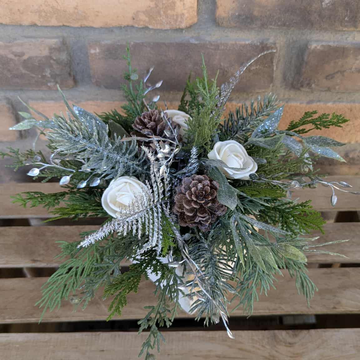 Christmas Centerpiece Box with Wood Flowers, Holiday Floral Arrangement, Holiday Centerpiece, Christmas Home Decor, Holiday Party Gift