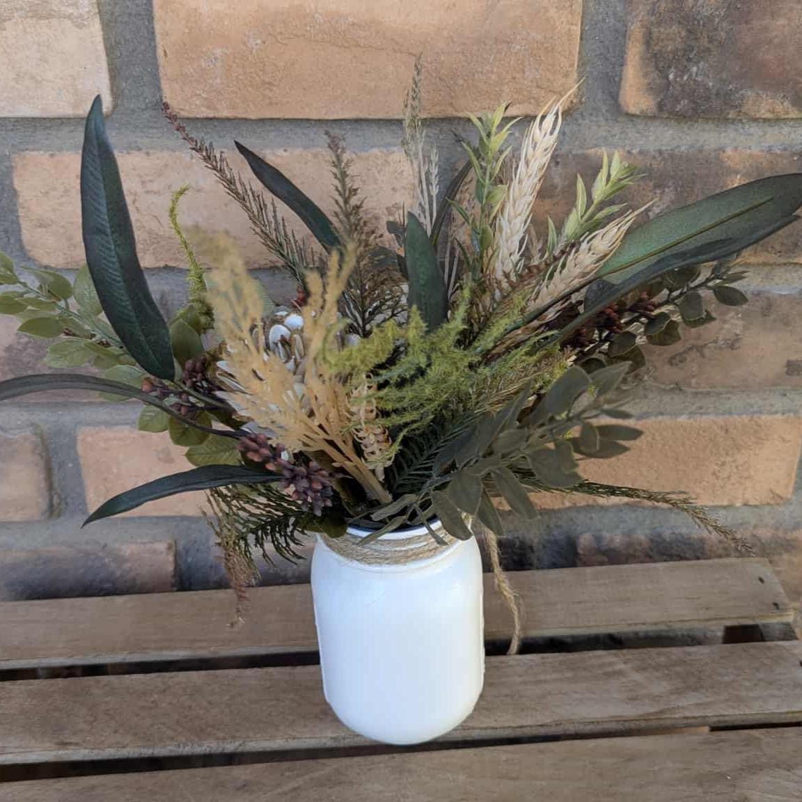 Fall Wood Flower Mason Jar Arrangement, Thanksgiving Table Centerpiece, Thanksgiving Hostess Gift, Autumn Wooden Flower Table Centerpiece