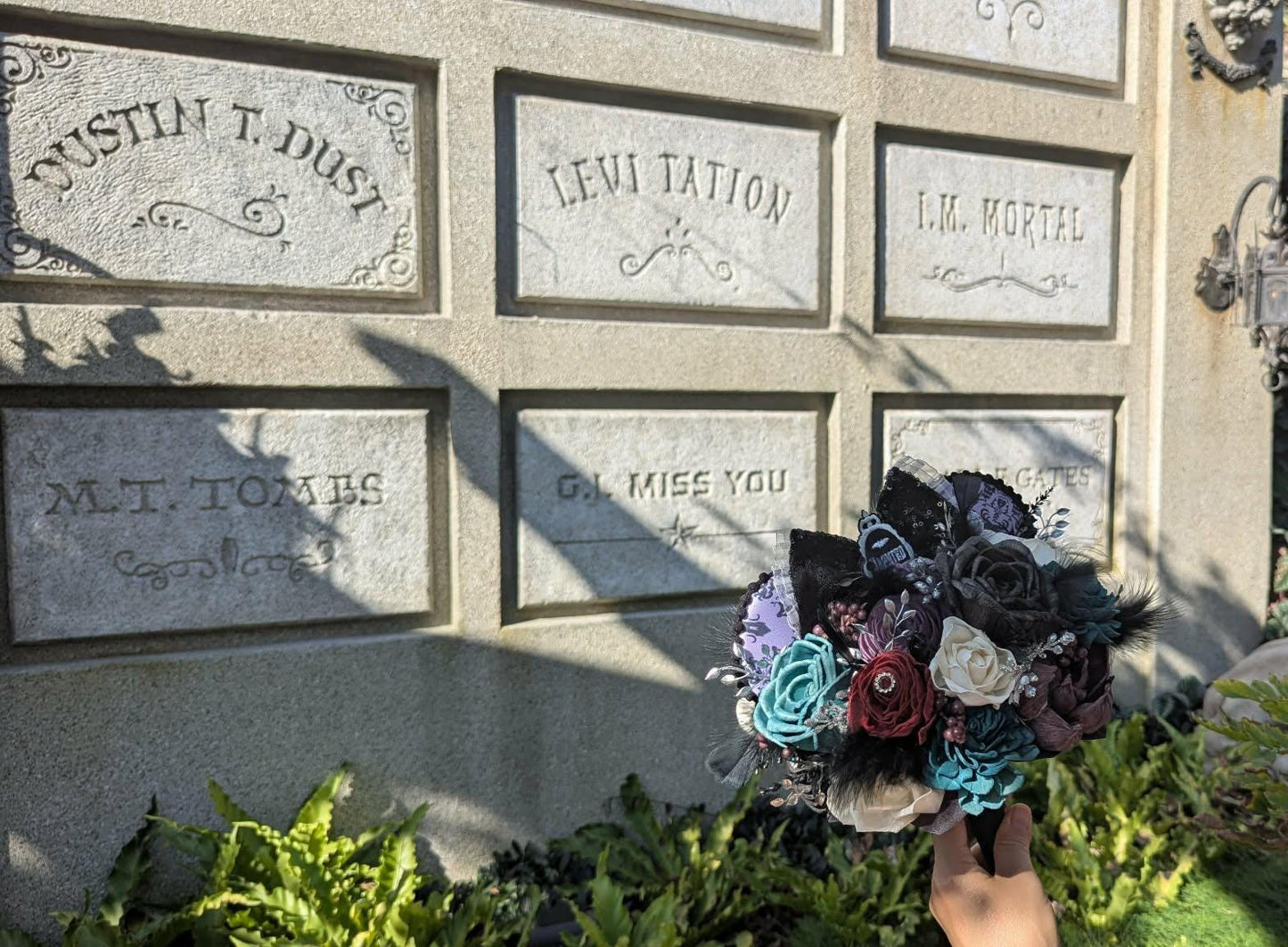 Haunted Mansion Themed Bridal Bouquet, Haunted Wedding Wood Flower Bouquet, Halloween Themed Party Flowers, Wedding Bouquet Flowers