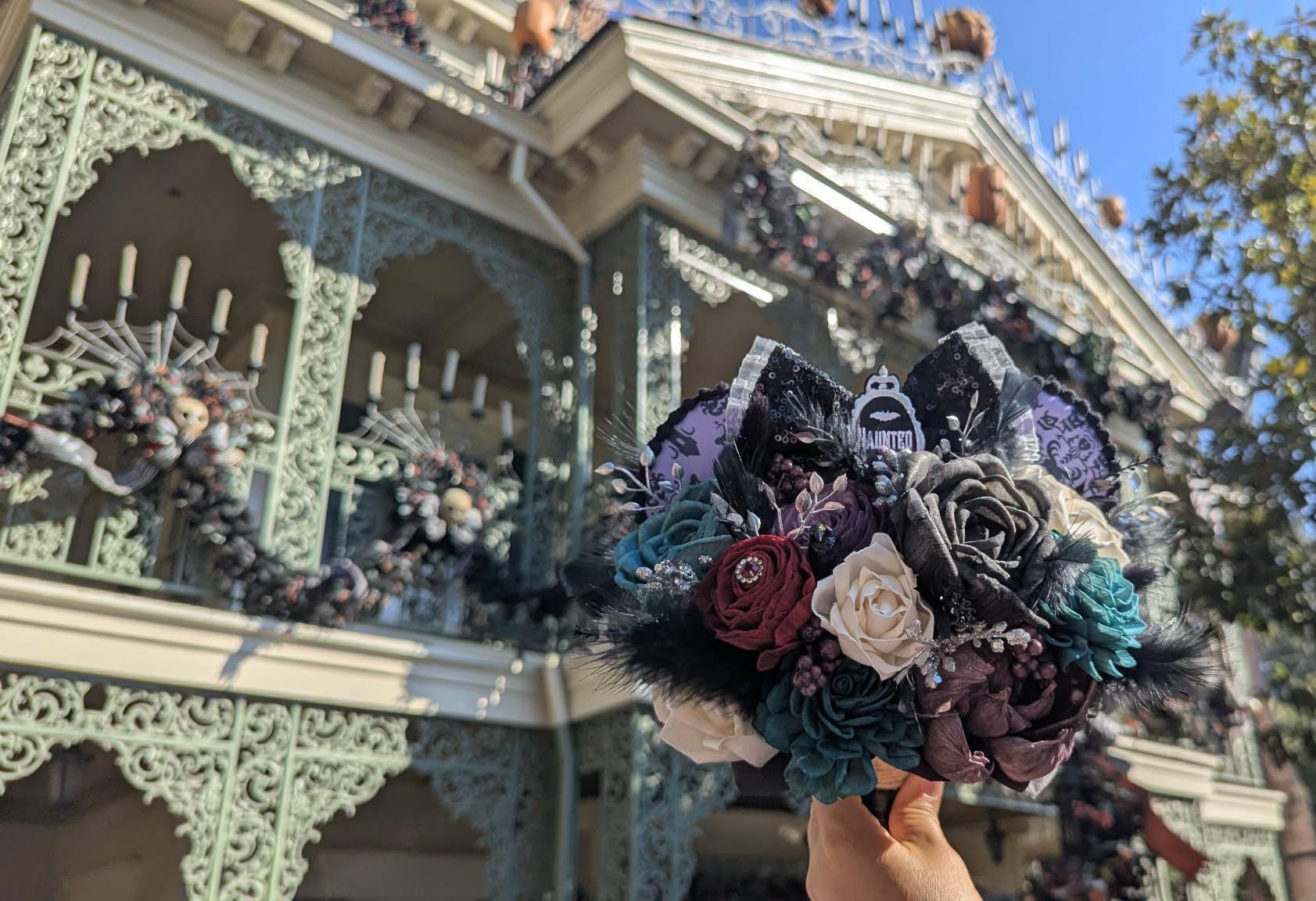 Haunted Mansion Themed Bridal Bouquet, Haunted Wedding Wood Flower Bouquet, Halloween Themed Party Flowers, Wedding Bouquet Flowers