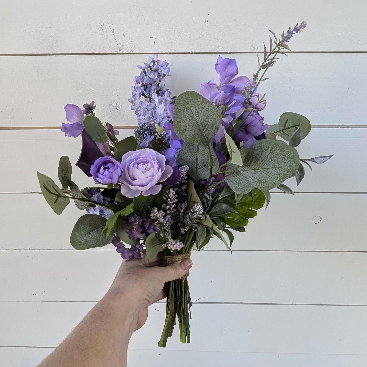 6 PIECE SET Lavender and Lilac Wedding Bouquet Set, Silk Flower Bridal Bouquet, Bridesmaid Bouquet, Boutonnieres, Hydrangea Wedding Flowers