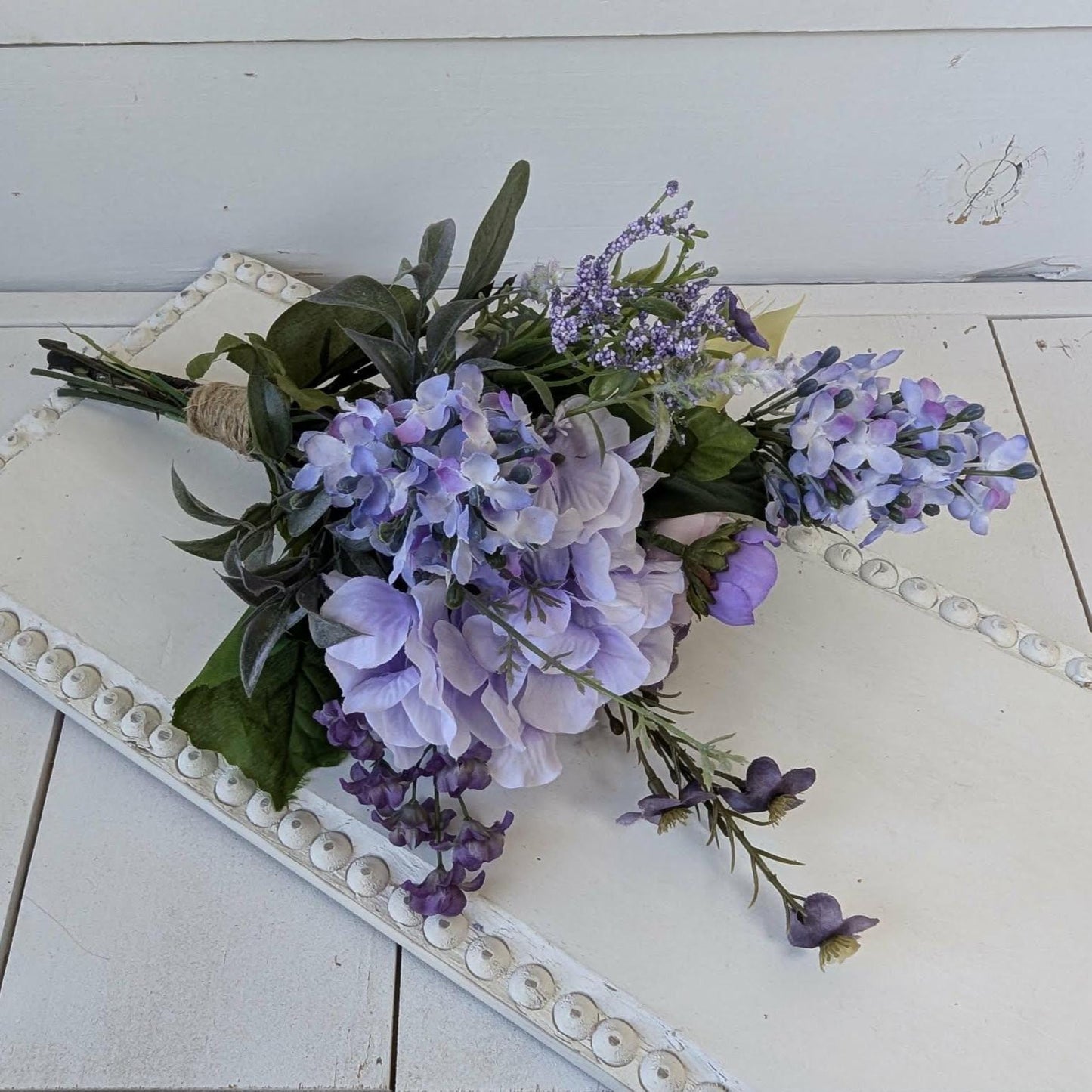 6 PIECE SET Lavender and Lilac Wedding Bouquet Set, Silk Flower Bridal Bouquet, Bridesmaid Bouquet, Boutonnieres, Hydrangea Wedding Flowers