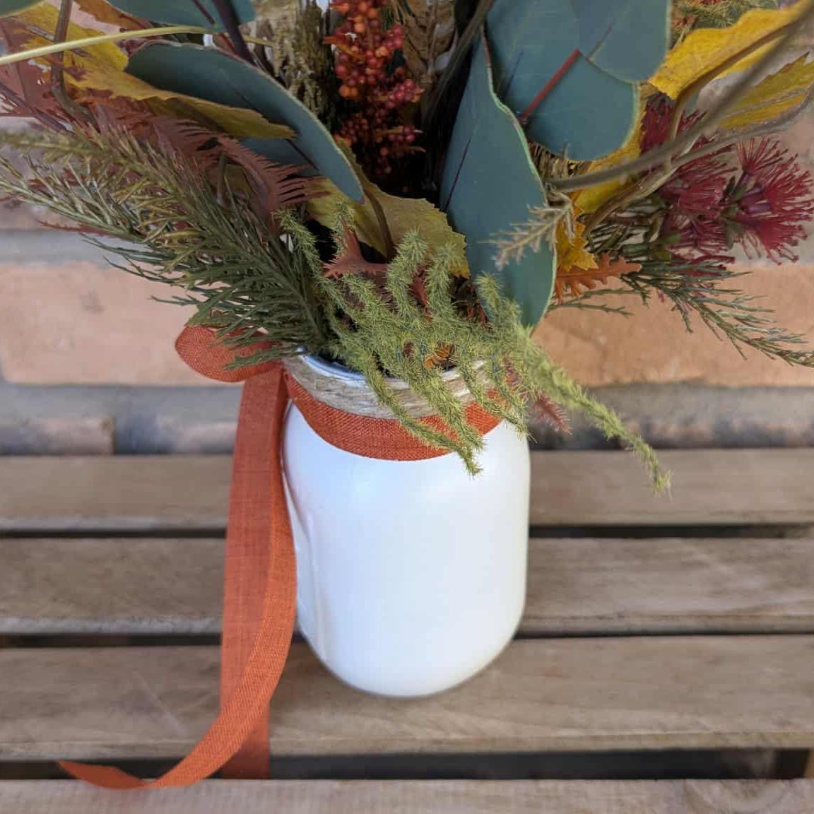 Fall Wood Flower Mason Jar Arrangement, Thanksgiving Table Centerpiece, Thanksgiving Hostess Gift, Autumn Wooden Flower Table Centerpiece