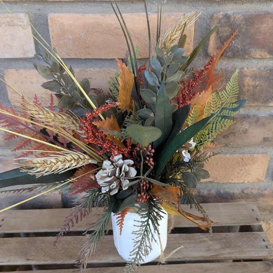 Fall Wood Flower Mason Jar Arrangement, Thanksgiving Table Centerpiece, Thanksgiving Hostess Gift, Autumn Wooden Flower Table Centerpiece