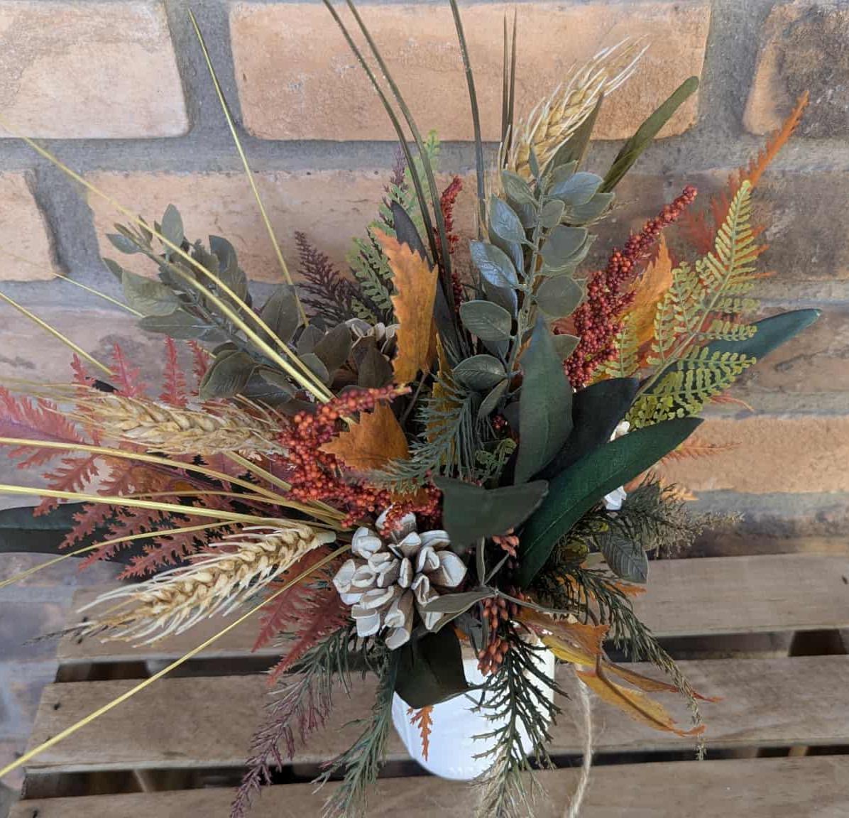 Fall Wood Flower Mason Jar Arrangement, Thanksgiving Table Centerpiece, Thanksgiving Hostess Gift, Autumn Wooden Flower Table Centerpiece