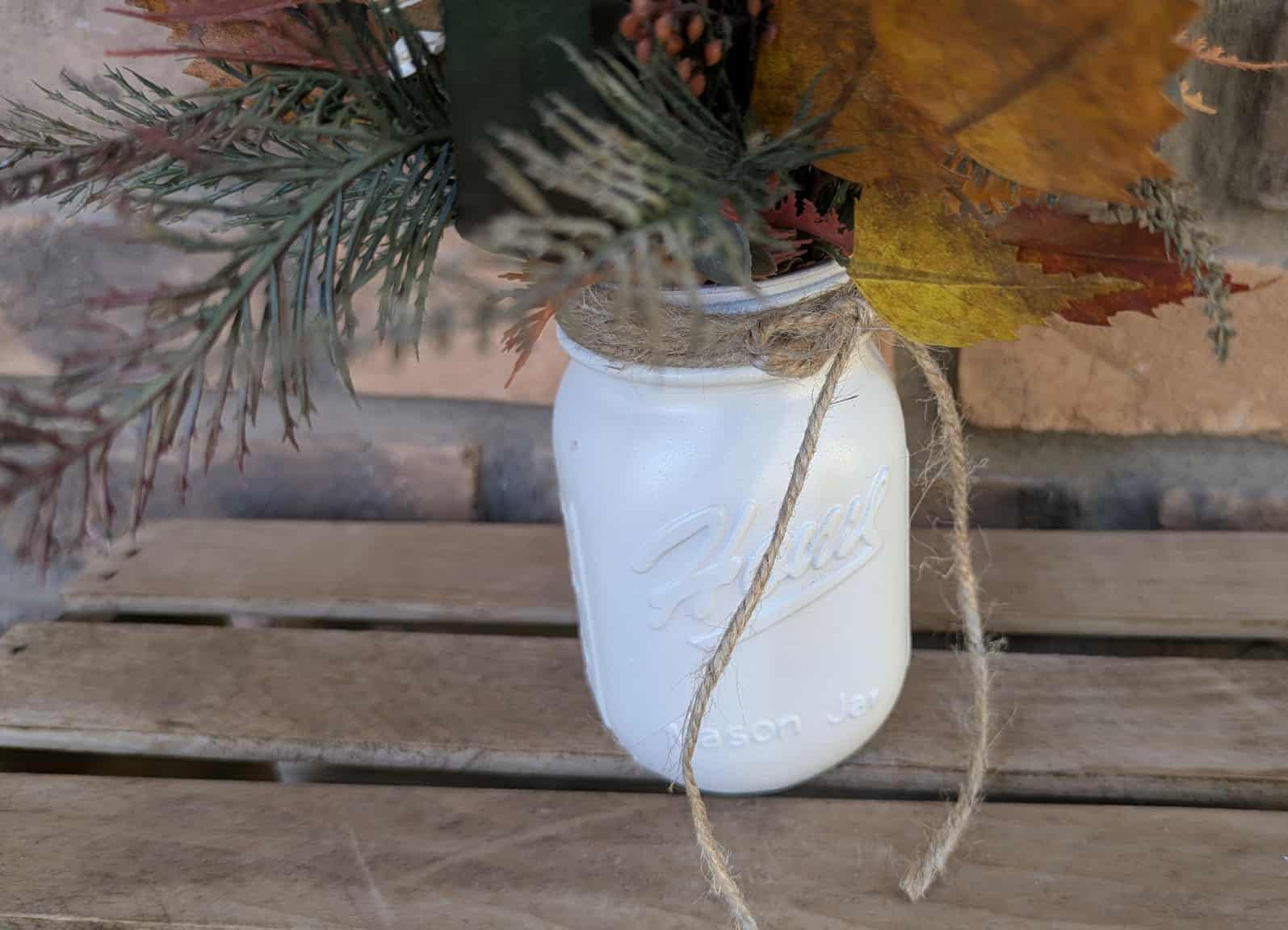 Fall Wood Flower Mason Jar Arrangement, Thanksgiving Table Centerpiece, Thanksgiving Hostess Gift, Autumn Wooden Flower Table Centerpiece