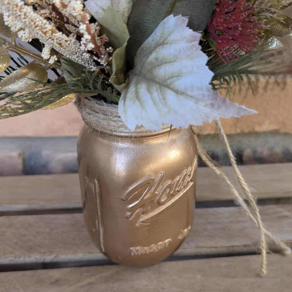 Fall Wood Flower Mason Jar Arrangement, Thanksgiving Table Centerpiece, Thanksgiving Hostess Gift, Autumn Wooden Flower Table Centerpiece