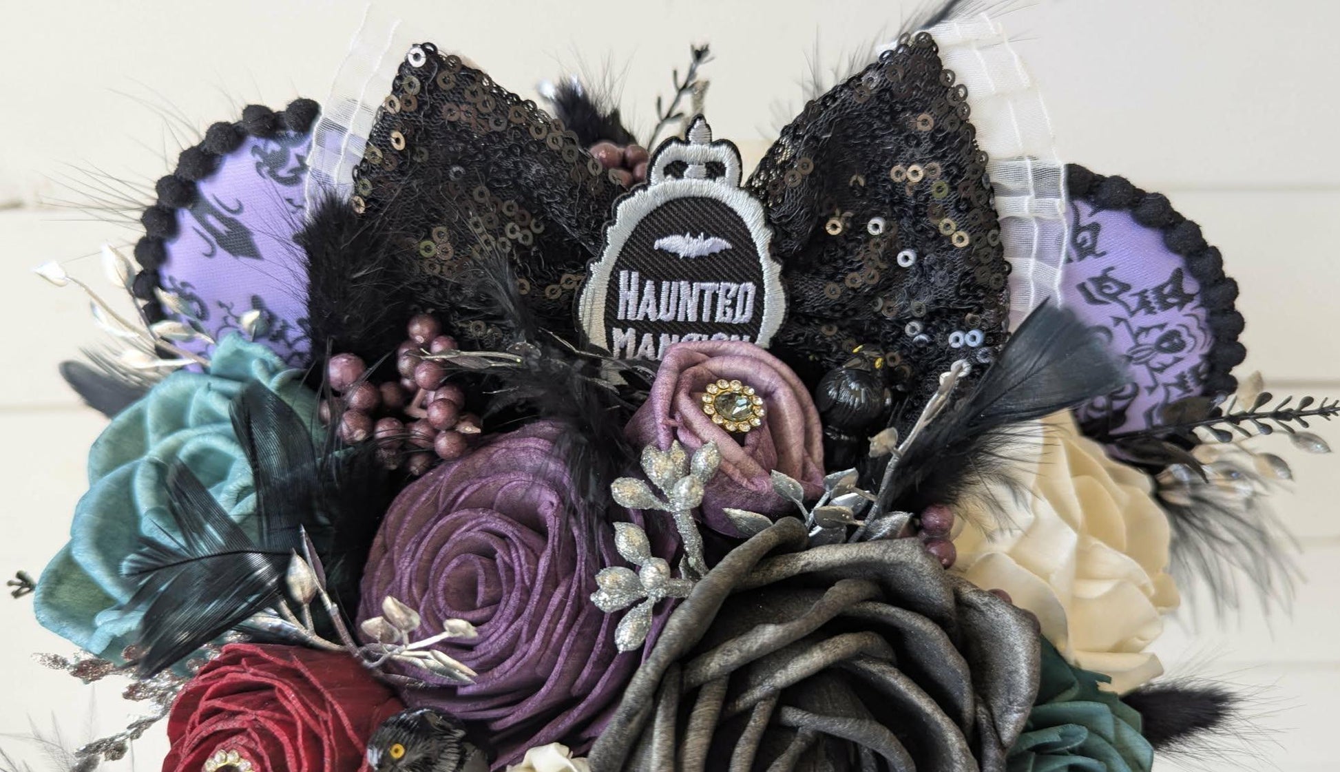 Haunted Mansion Themed Bridal Bouquet, Haunted Wedding Wood Flower Bouquet, Halloween Themed Party Flowers, Wedding Bouquet Flowers