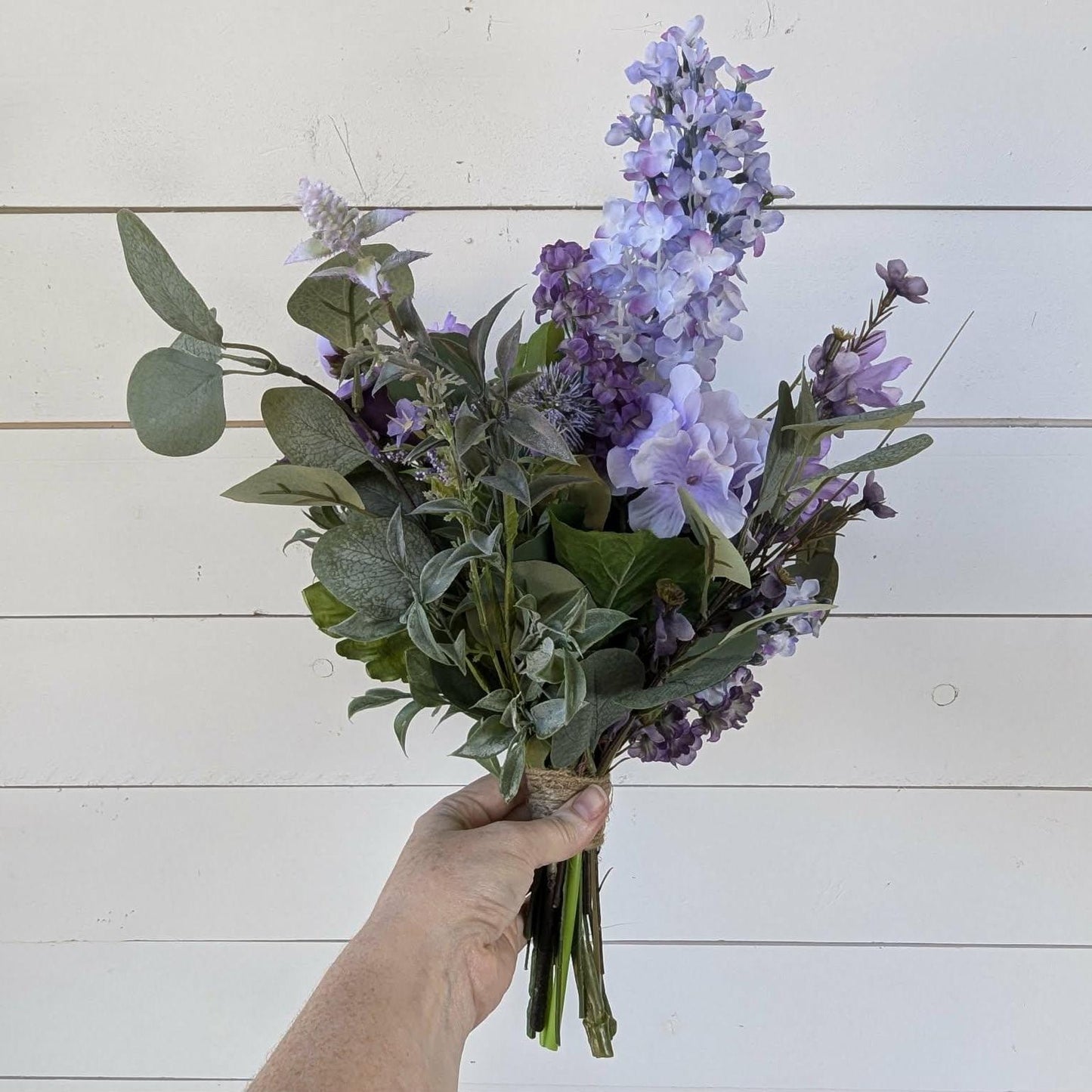 6 PIECE SET Lavender and Lilac Wedding Bouquet Set, Silk Flower Bridal Bouquet, Bridesmaid Bouquet, Boutonnieres, Hydrangea Wedding Flowers