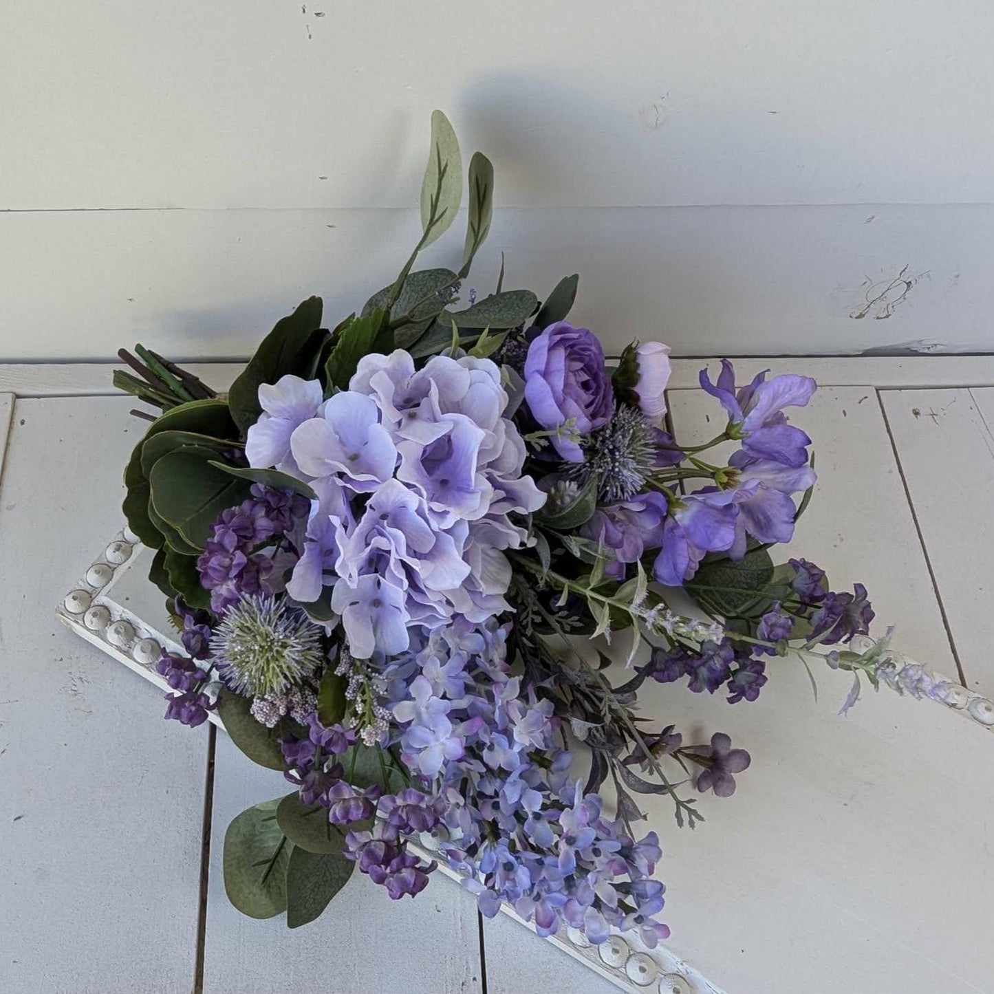 6 PIECE SET Lavender and Lilac Wedding Bouquet Set, Silk Flower Bridal Bouquet, Bridesmaid Bouquet, Boutonnieres, Hydrangea Wedding Flowers