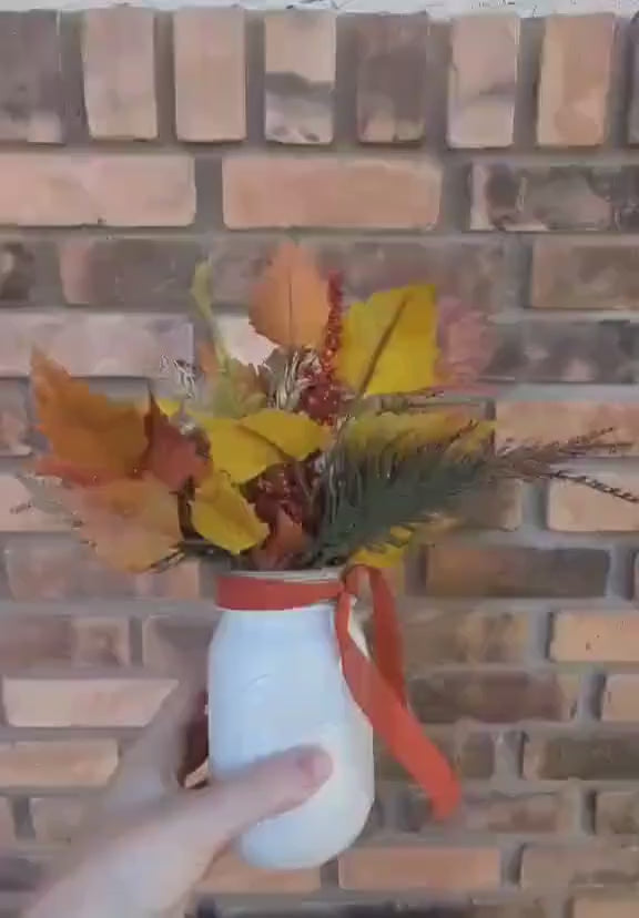 Fall Wood Flower Mason Jar Arrangement, Thanksgiving Table Centerpiece, Thanksgiving Hostess Gift, Autumn Wooden Flower Table Centerpiece