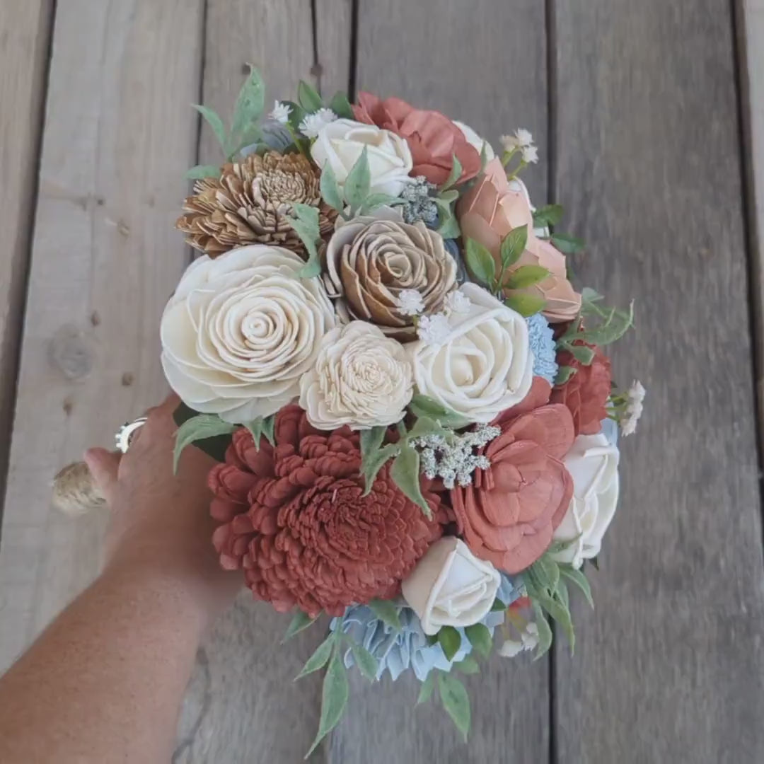 Sola Wood Flowers Wedding Bouquet, Wooden Flowers Bridal Bouquet, Artificial Wedding Flowers, Romantic Wedding Bride Bouquet, Fake Flowers