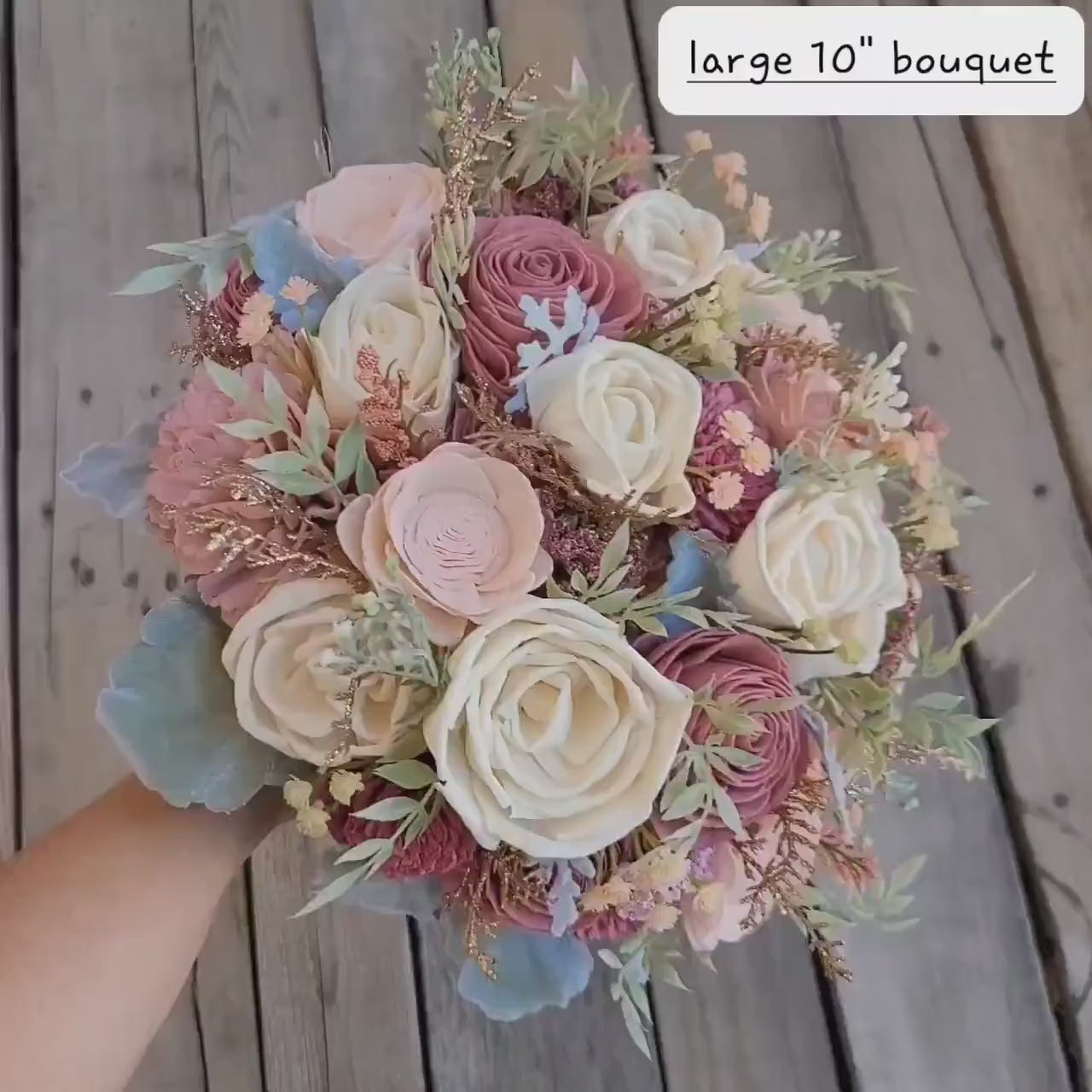 Wood Flower Bouquet, Mauve Bridal Bouquet, Blush Wedding Bouquet, Dusty Rose Wooden Flower Bouquet, Sola Wood Flowers, Fake Flower Bouquet