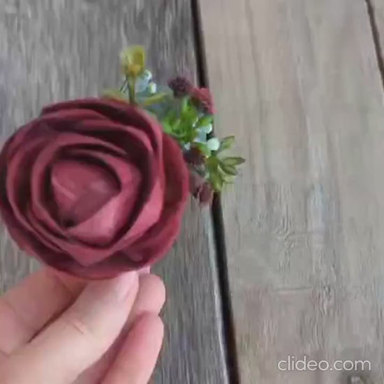 Wood Boutonniere, Wood Flower Boutonniere, Wooden Groom Boutonniere, Groomsmen Flowers, Wedding Flowers Groom & Groomsmen