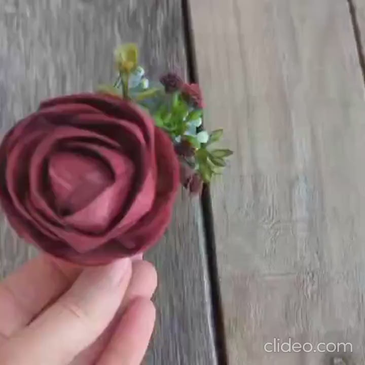 Wood Boutonniere, Wood Flower Boutonniere, Wooden Groom Boutonniere, Groomsmen Flowers, Wedding Flowers Groom & Groomsmen