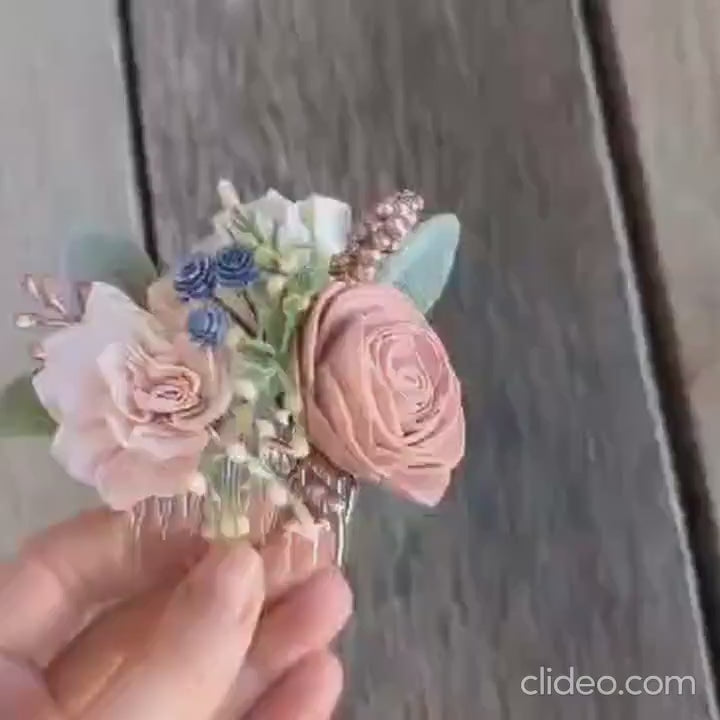 Small Floral Hair Comb, Bridal Hair Piece, Flowers for Hair, Wedding Bridal Accessories, Flower Girl Hair Accessory