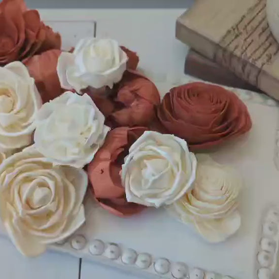 Premium Sola Wood Flowers for Crafting in Natural Cream & Accent Color, DIY Wooden Flowers for Wedding Cake, Bouquets, Corsage, Boutonnieres