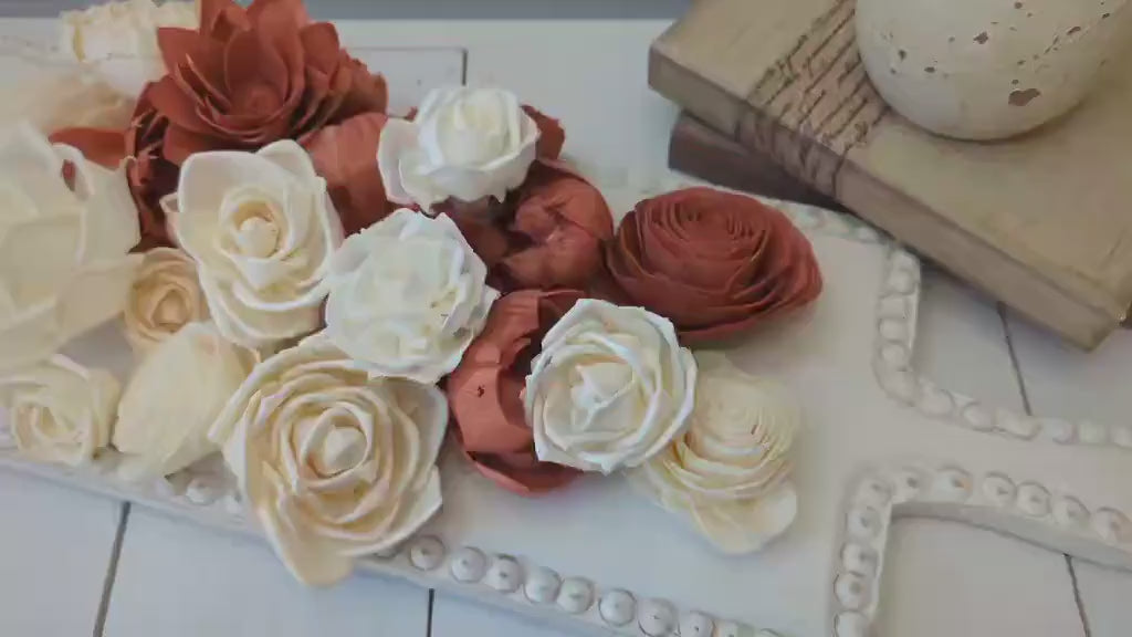 Premium Sola Wood Flowers for Crafting in Natural Cream & Accent Color, DIY Wooden Flowers for Wedding Cake, Bouquets, Corsage, Boutonnieres