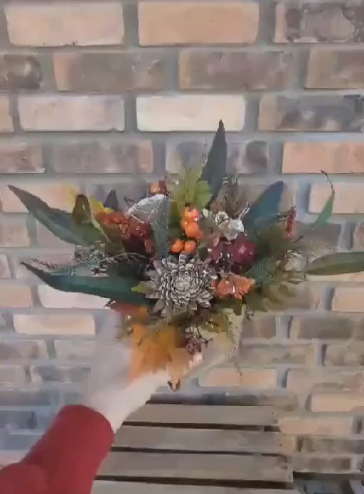 Fall Centerpiece for Thanksgiving Table, Fall Floral Arrangement, Thanksgiving Centerpiece, Fall Home Decor, Wood Flower Centerpiece Box