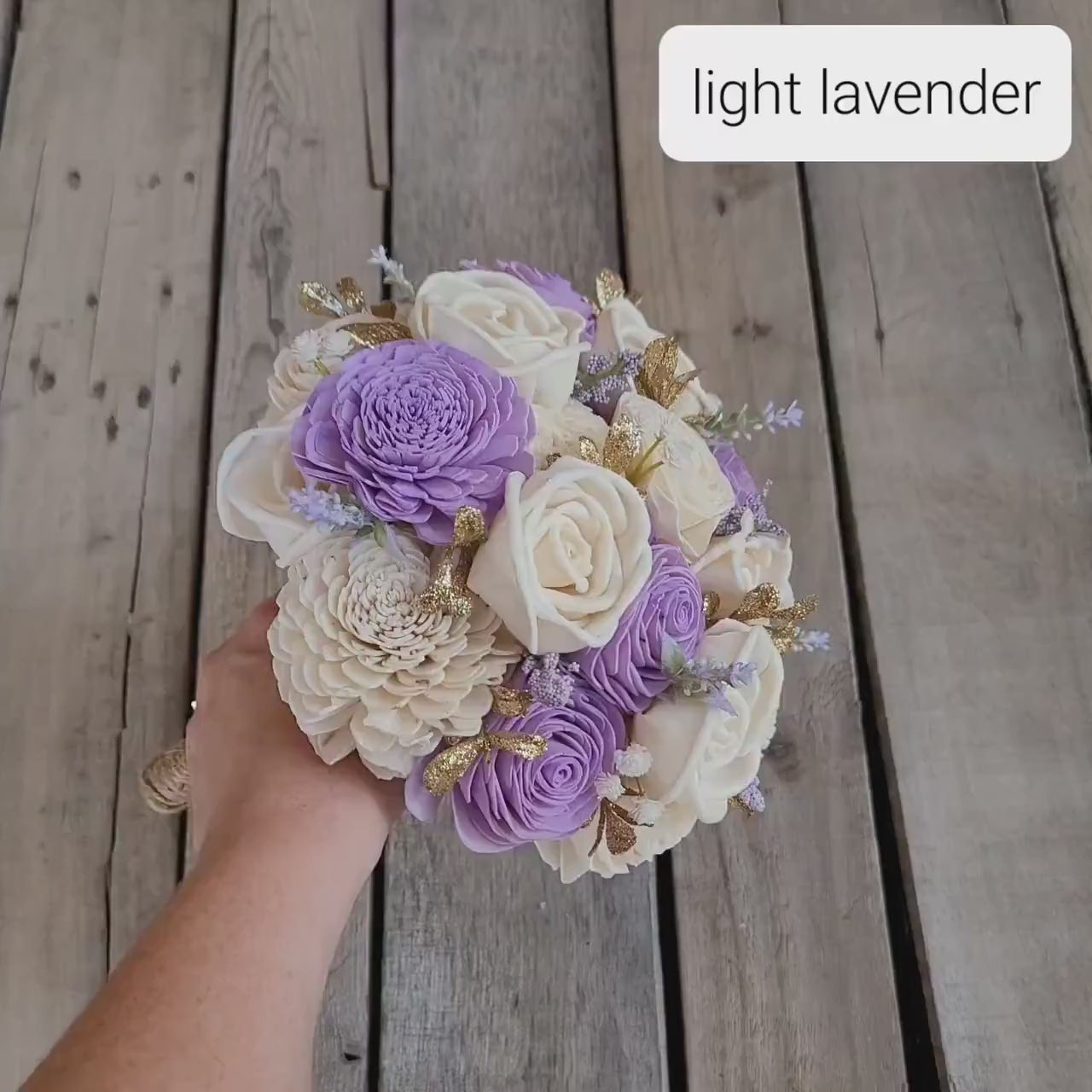Wood Flower Bridesmaid Bouquet, Artificial Wedding Bouquet, Wooden Bridal Bouquet with Sola Wood Flowers
