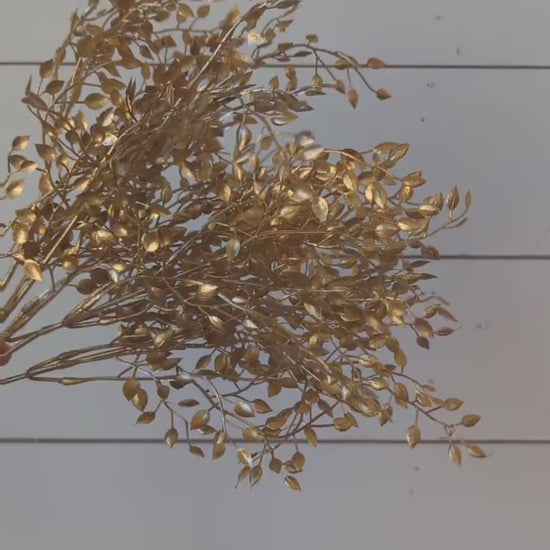 NEW Premium Gold Boxwood Bush, Artificial Gold Greenery for DIY Bouquets and Crafting, Wreath Making