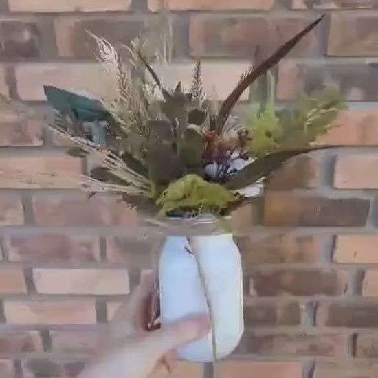 Fall Wood Flower Mason Jar Arrangement, Thanksgiving Table Centerpiece, Thanksgiving Hostess Gift, Autumn Wooden Flower Table Centerpiece