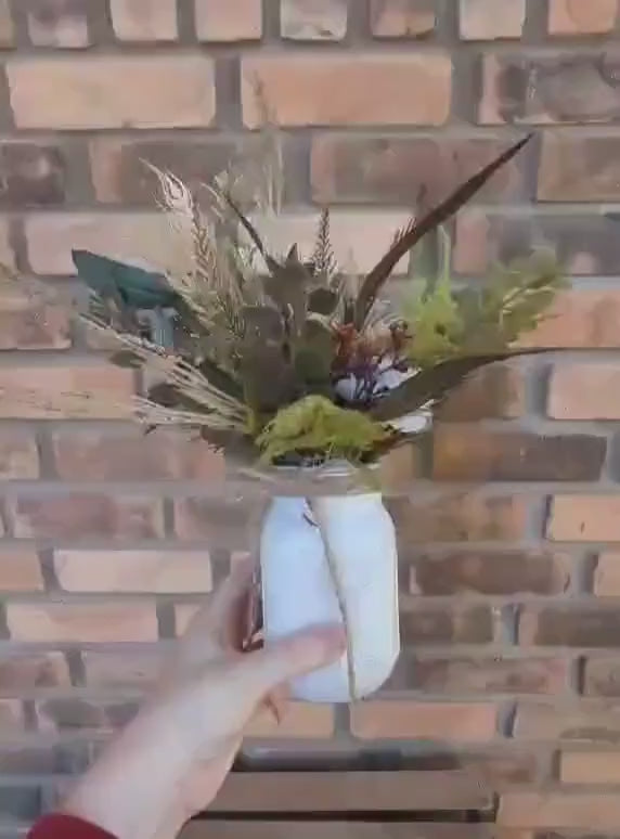 Fall Wood Flower Mason Jar Arrangement, Thanksgiving Table Centerpiece, Thanksgiving Hostess Gift, Autumn Wooden Flower Table Centerpiece