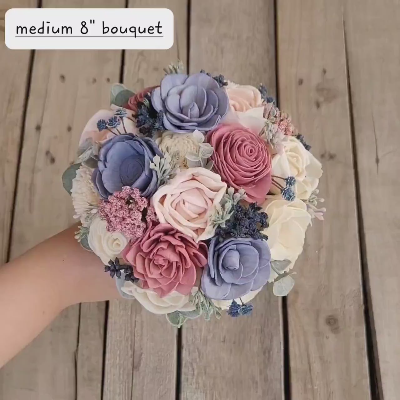 Wood Flower Bouquet, Dusty Rose Bridal Bouquet, Dusty Blue Wooden Flower Bouquet, Wood Wedding Bouquets, Wedding Flowers for Bride