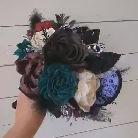 Haunted Mansion Themed Bridal Bouquet, Haunted Wedding Wood Flower Bouquet, Halloween Themed Party Flowers, Wedding Bouquet Flowers