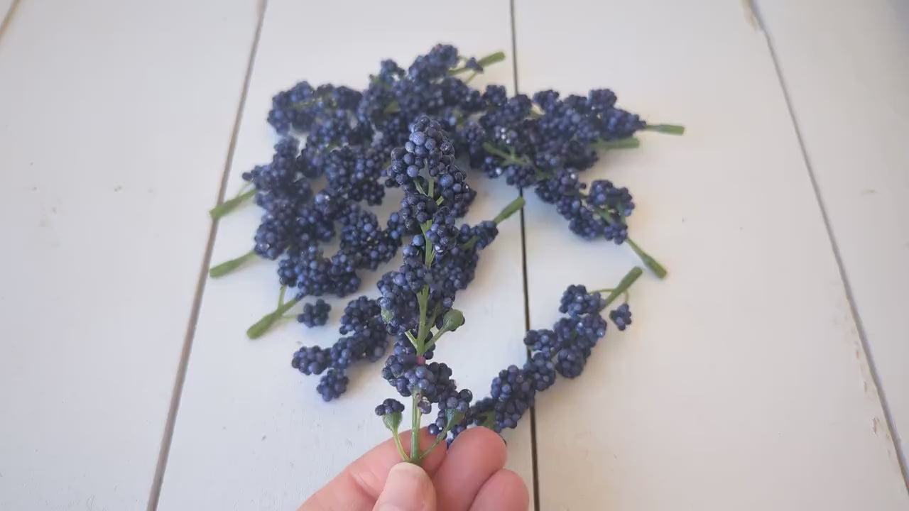 NEW Artificial Blue Berry Sprigs for DIY Bouquets and Crafting for Weddings and Baby Showers
