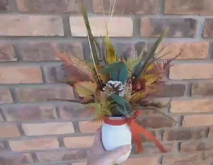 Fall Wood Flower Mason Jar Arrangement, Thanksgiving Table Centerpiece, Thanksgiving Hostess Gift, Autumn Wooden Flower Table Centerpiece