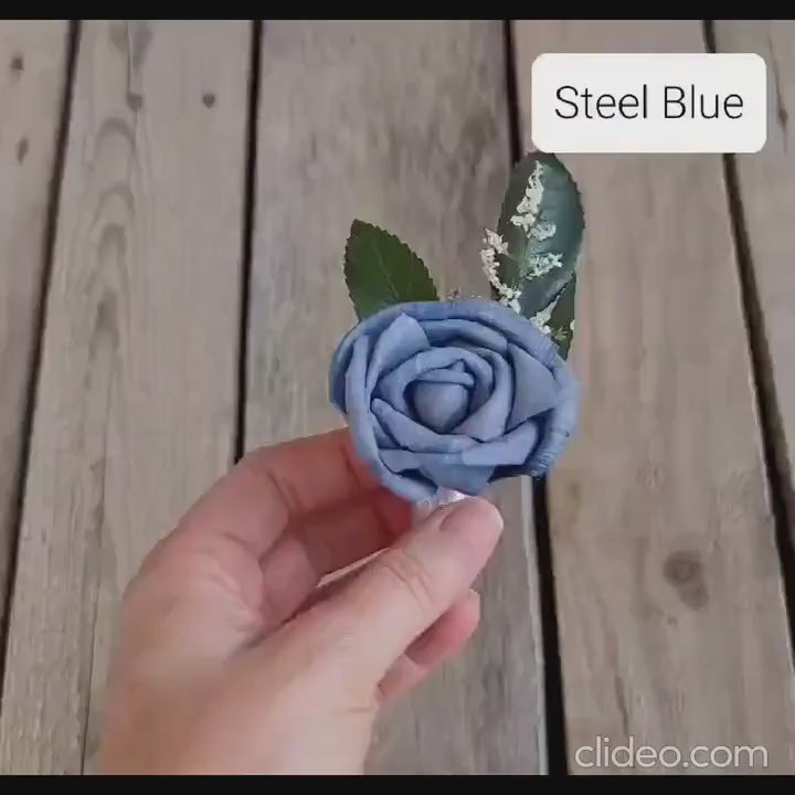 Rose Wood Flower Boutonniere, Groom Rose Boutonniere, Pinned Lapel, Pinned Flower for Groomsmen, Father of the Bride Flower