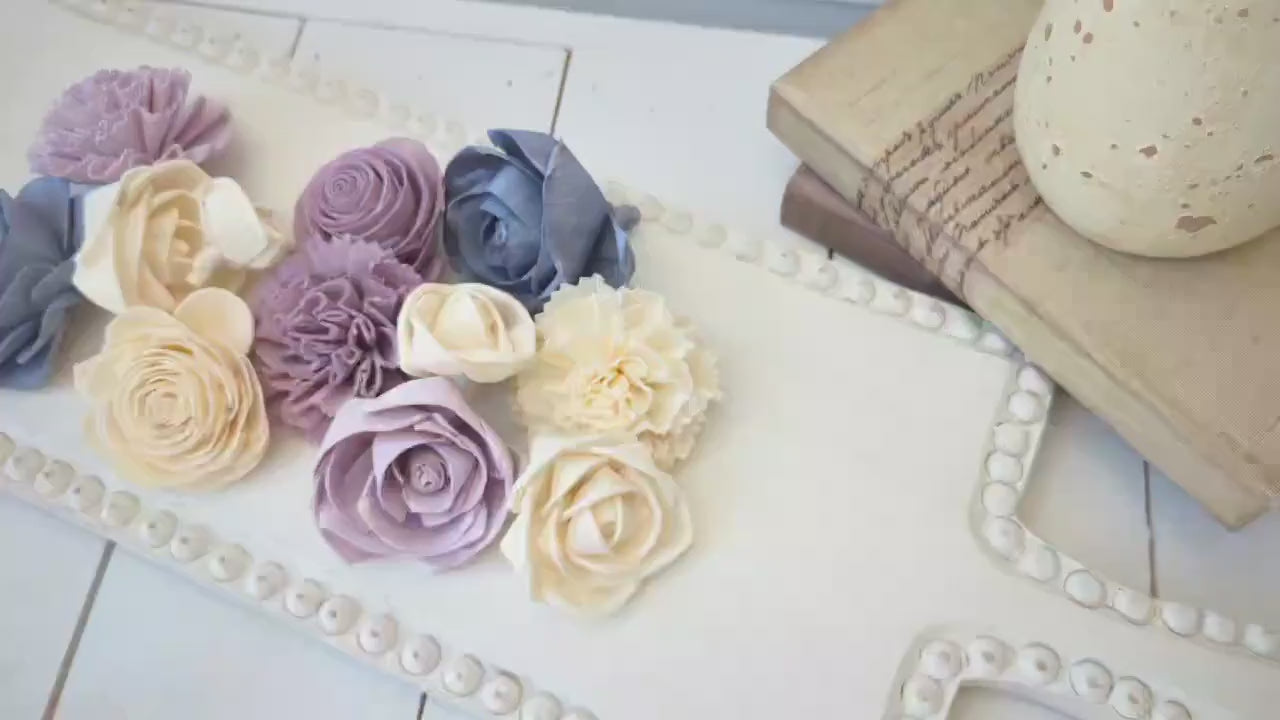 Sola Wood Flowers for Crafting in Slate Blue, Dusty Lavender, and Light Dusty Lavender, DIY Wooden Flowers or Wedding Cake, Bouquets