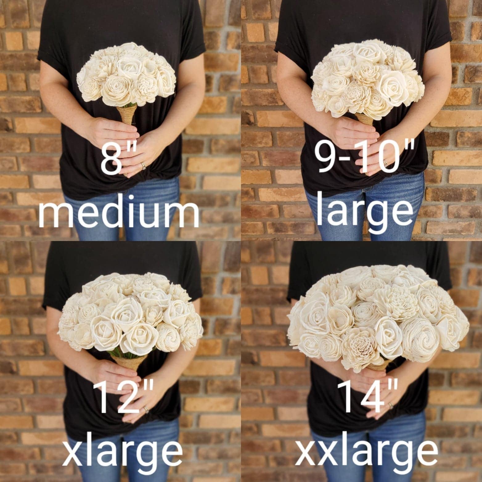 Dusty Blue Sola Wood Flower Wedding Bouquet: Dusty Blue, Bark, and Cream Wood Flowers for Bride