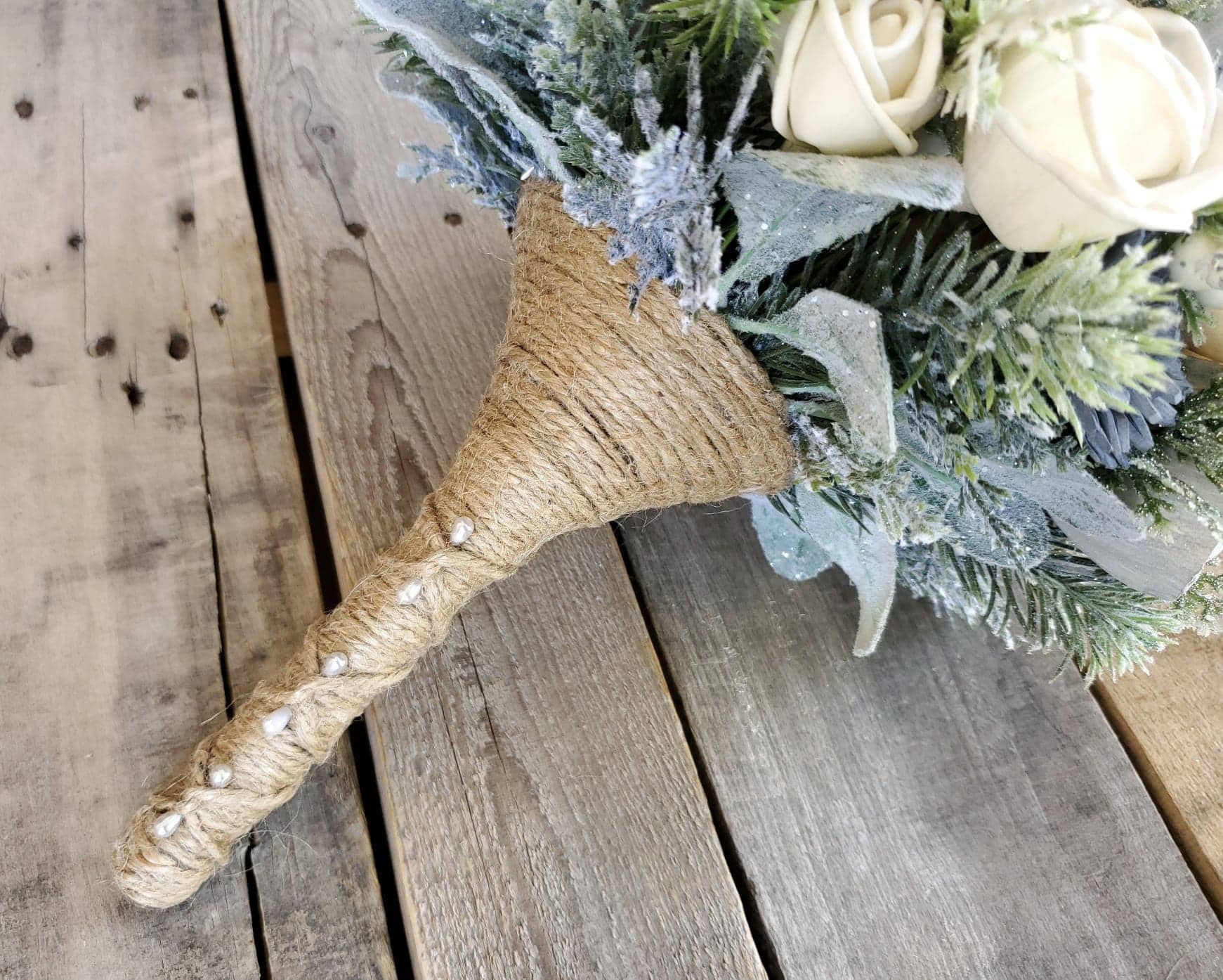 Winter Wedding Wood Flower Bouquet, Dusty Blue Wedding Bouquet, Sola Wood Flowers Christmas Bouquet