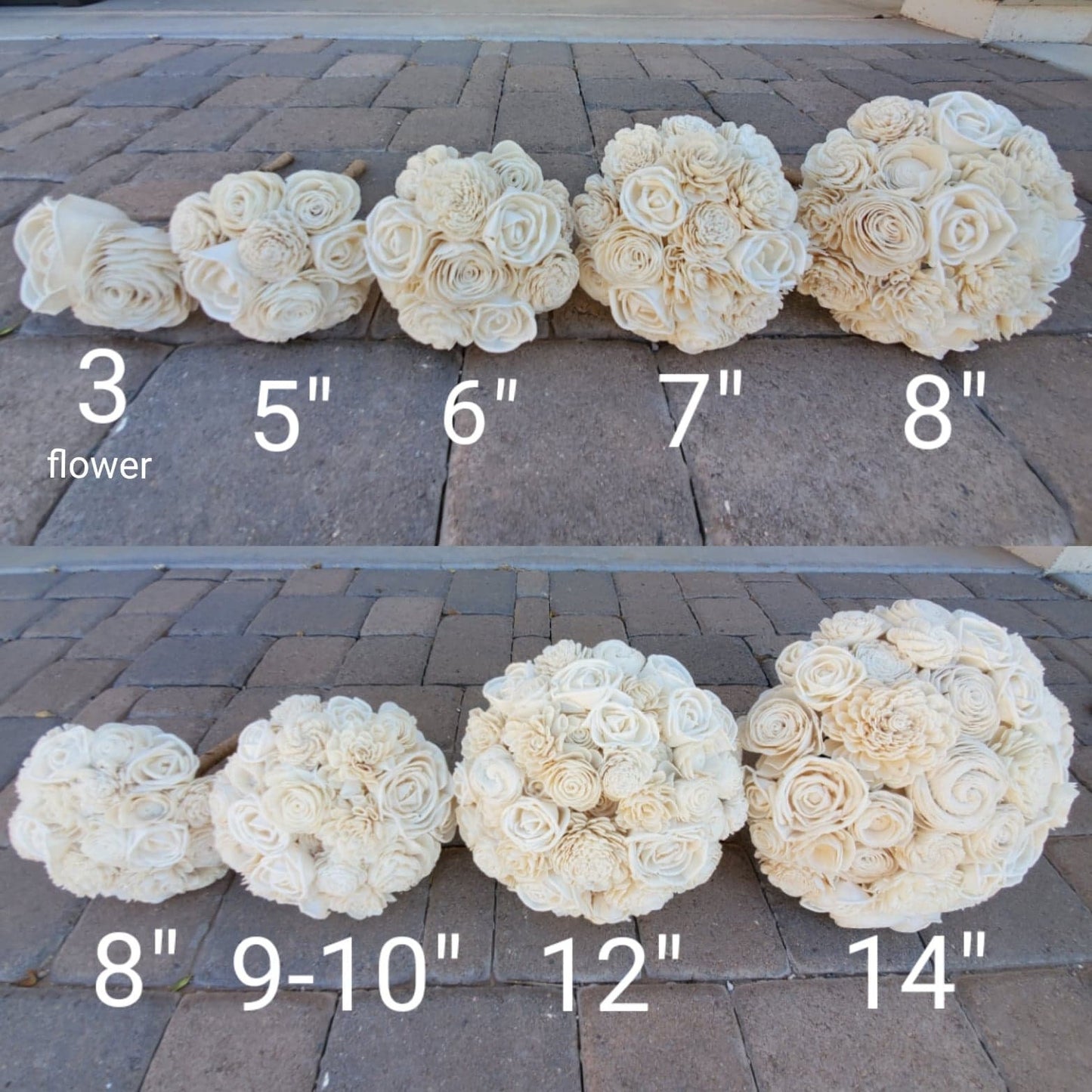 Dusty Blue Sola Wood Flower Wedding Bouquet: Dusty Blue, Bark, and Cream Wood Flowers for Bride