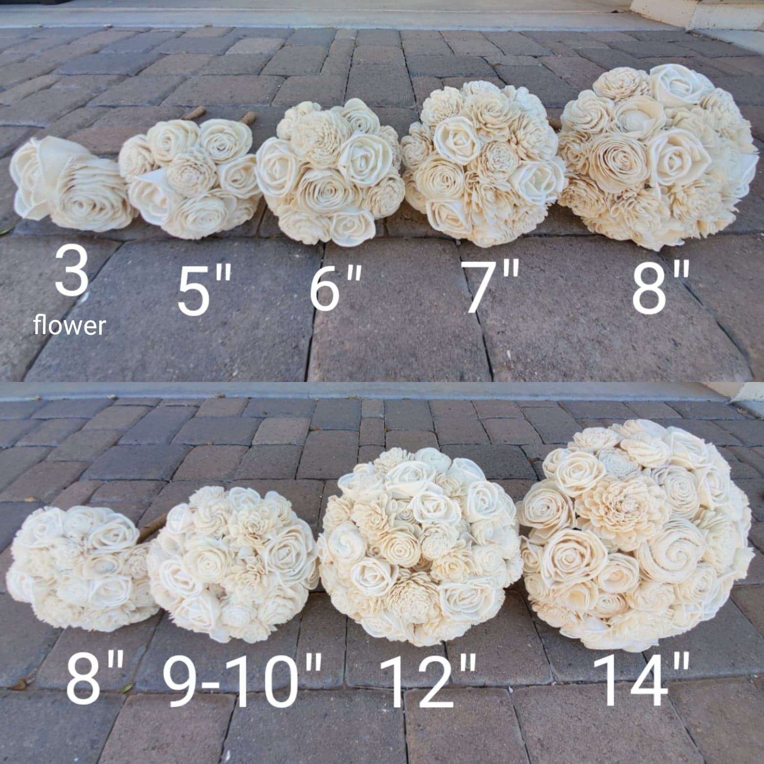 Dusty Blue Sola Wood Flower Wedding Bouquet: Dusty Blue, Bark, and Cream Wood Flowers for Bride