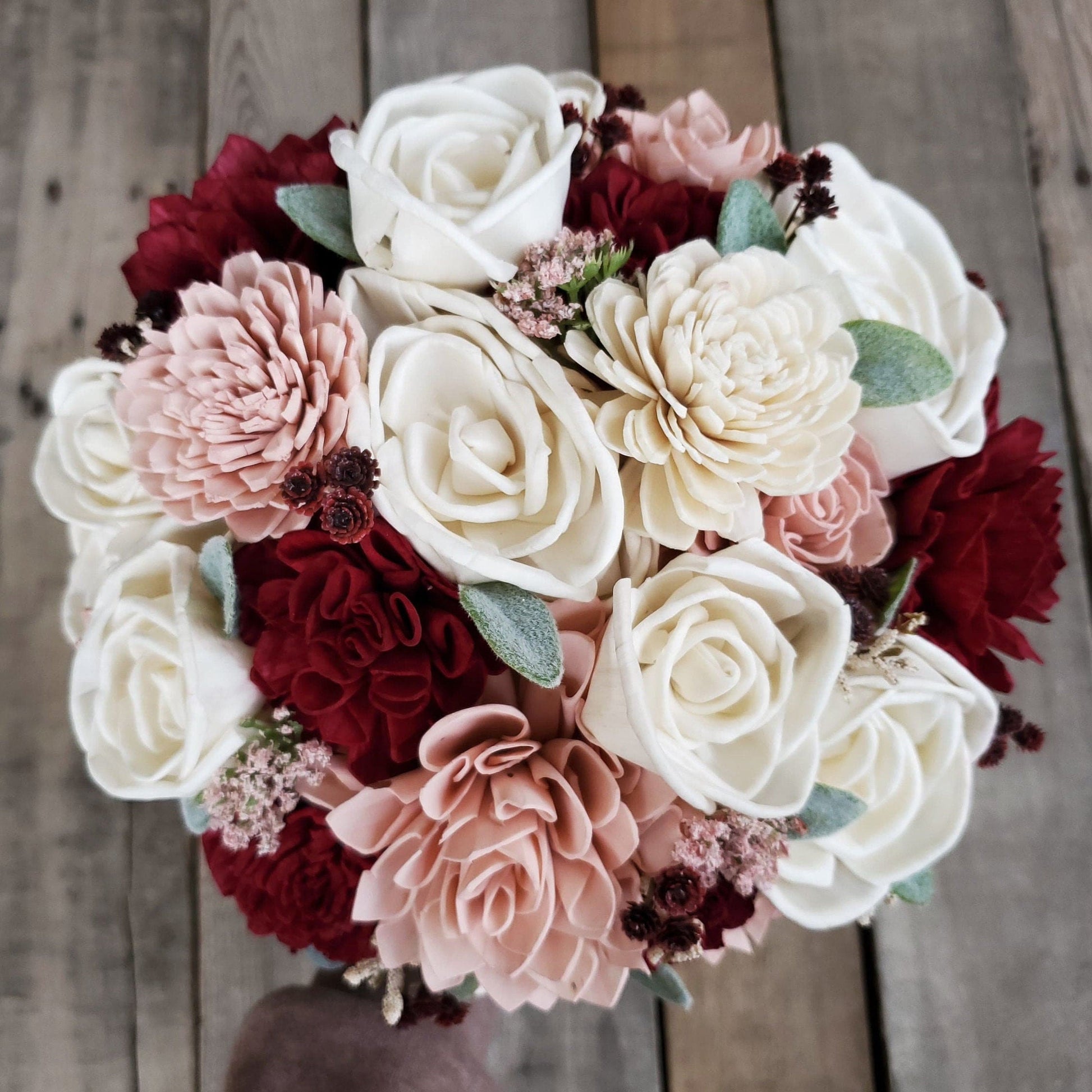 Burgundy Wood Flower Bouquet, Burgundy and Blush Bouquet, Wooden Flower Bouquet, Wedding Bouquet, Quinceanera Bouquet, Bridal Bouquet