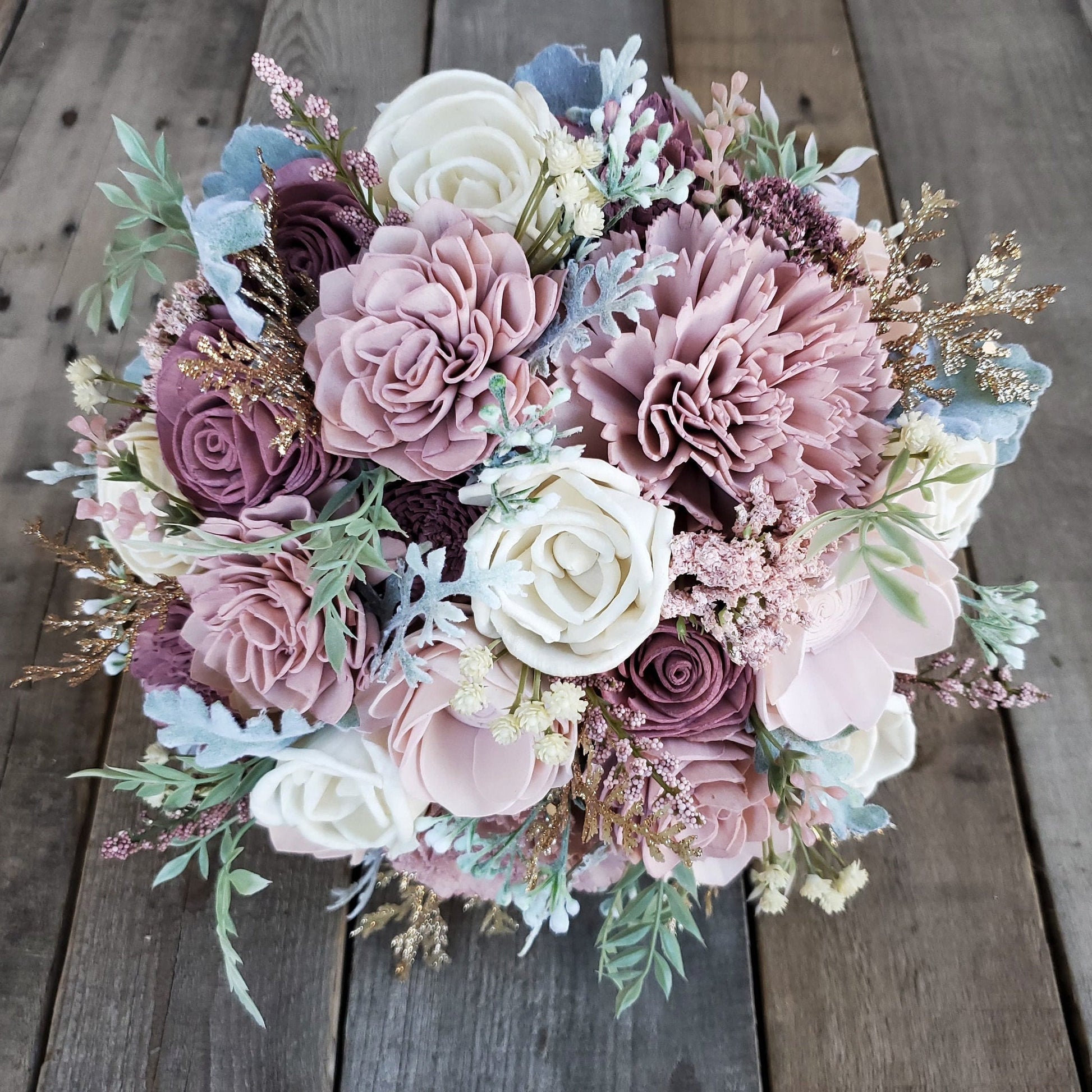 Wood Flower Bouquet, Mauve Bridal Bouquet, Blush Wedding Bouquet, Dusty Rose Wooden Flower Bouquet, Sola Wood Flowers, Fake Flower Bouquet