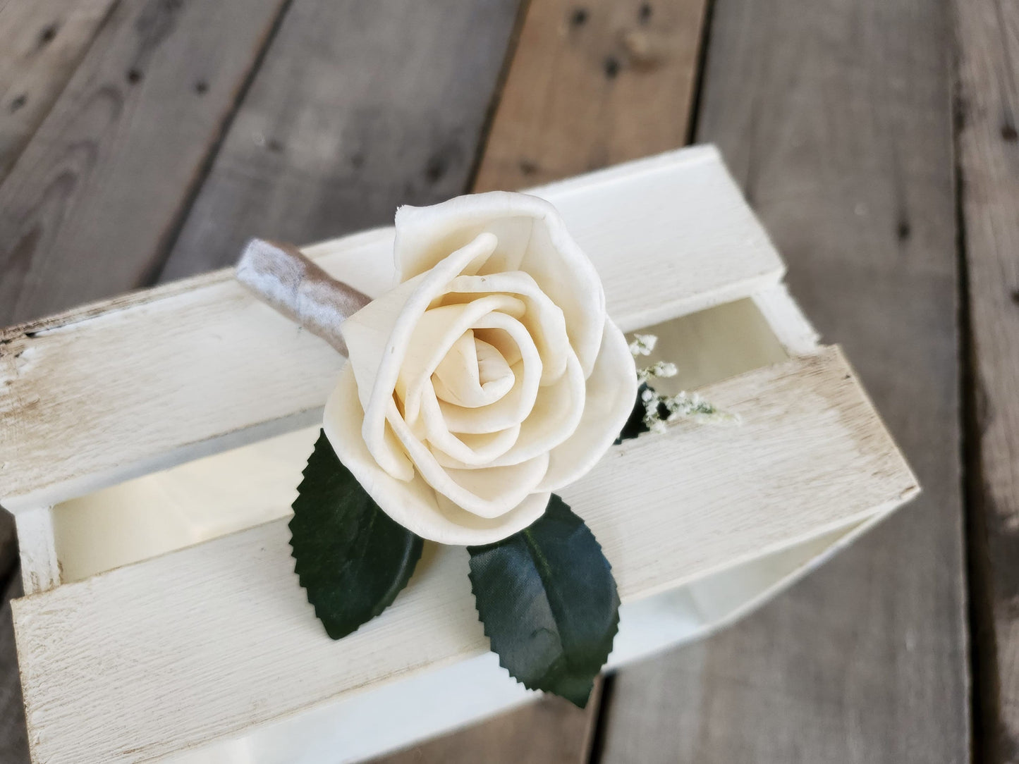 Rose Wood Flower Boutonniere, Groom Rose Boutonniere, Pinned Lapel, Pinned Flower for Groomsmen, Father of the Bride Flower