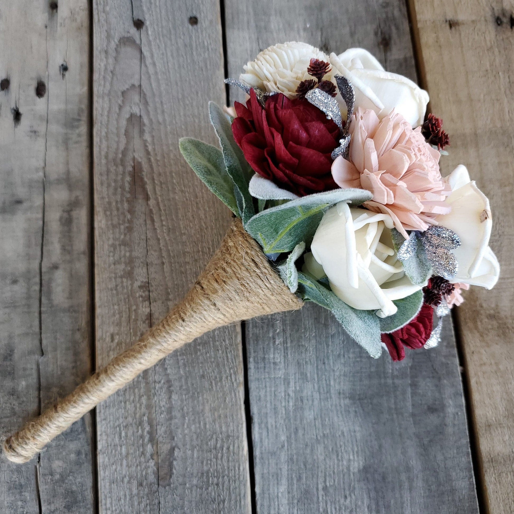Burgundy Wood Flower Bouquet, Wooden Flower Bouquet, Wood Wedding Flowers, Burgundy Bridal Bouquet, Wedding Bouquets for Bride