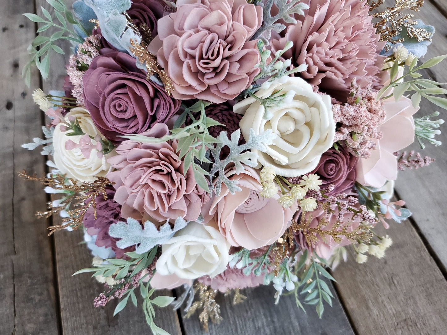 Wood Flower Bouquet, Mauve Bridal Bouquet, Blush Wedding Bouquet, Dusty Rose Wooden Flower Bouquet, Sola Wood Flowers, Fake Flower Bouquet